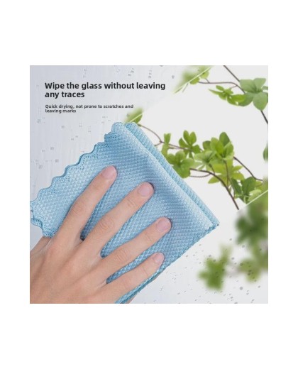 Streak-Free Glass Cleaning Cloth with Fish Scale Texture, Super Absorbent and Lint-Free