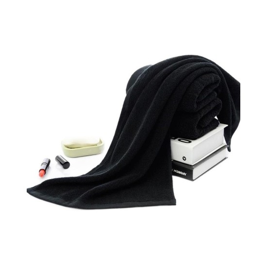 Premium Black Cotton Towel Set - 21-Ply Thick & Super Absorbent for Gym, Bath, and Personalization