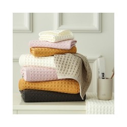 Premium Waffle Weave Cotton Towel Set - Super Absorbent, Quick-Dry Bath and Face Towels, Hanging Design